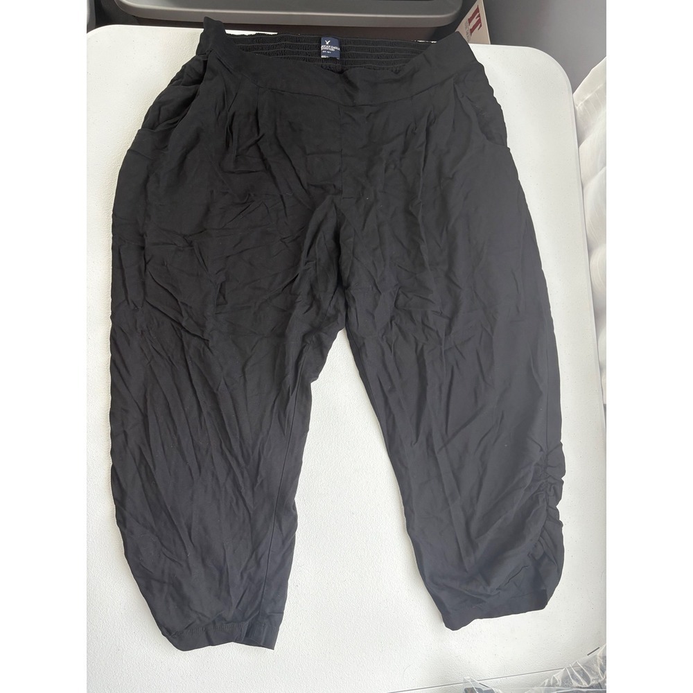 American Eagle Outfitters Smocked Waist Capri Pants XXL Black Casual
